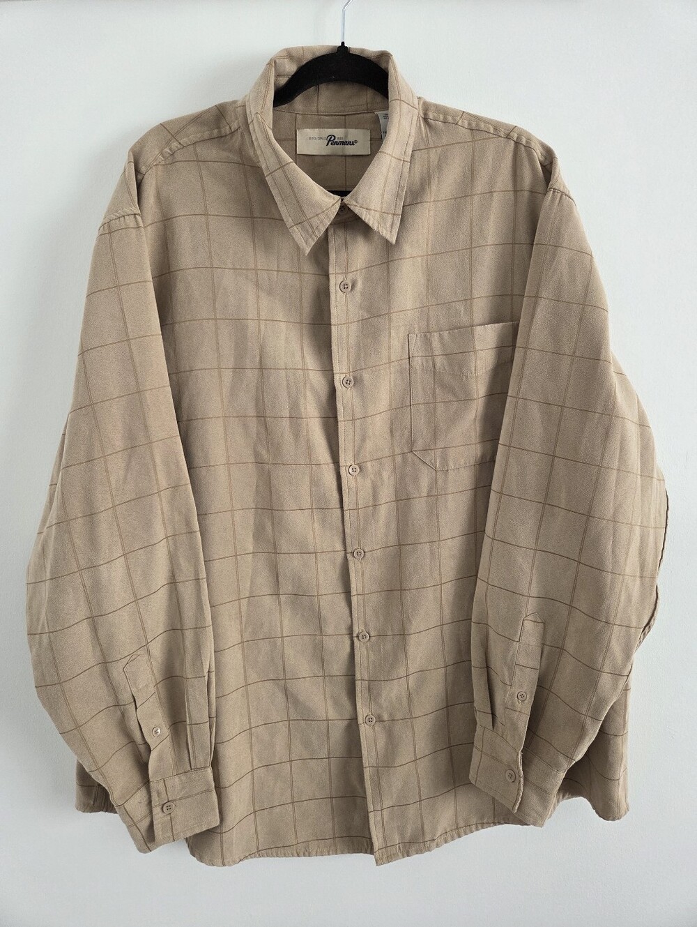 Penmans Mens Button Down Shirt - Plaid - Suede Like- Oversized- XL